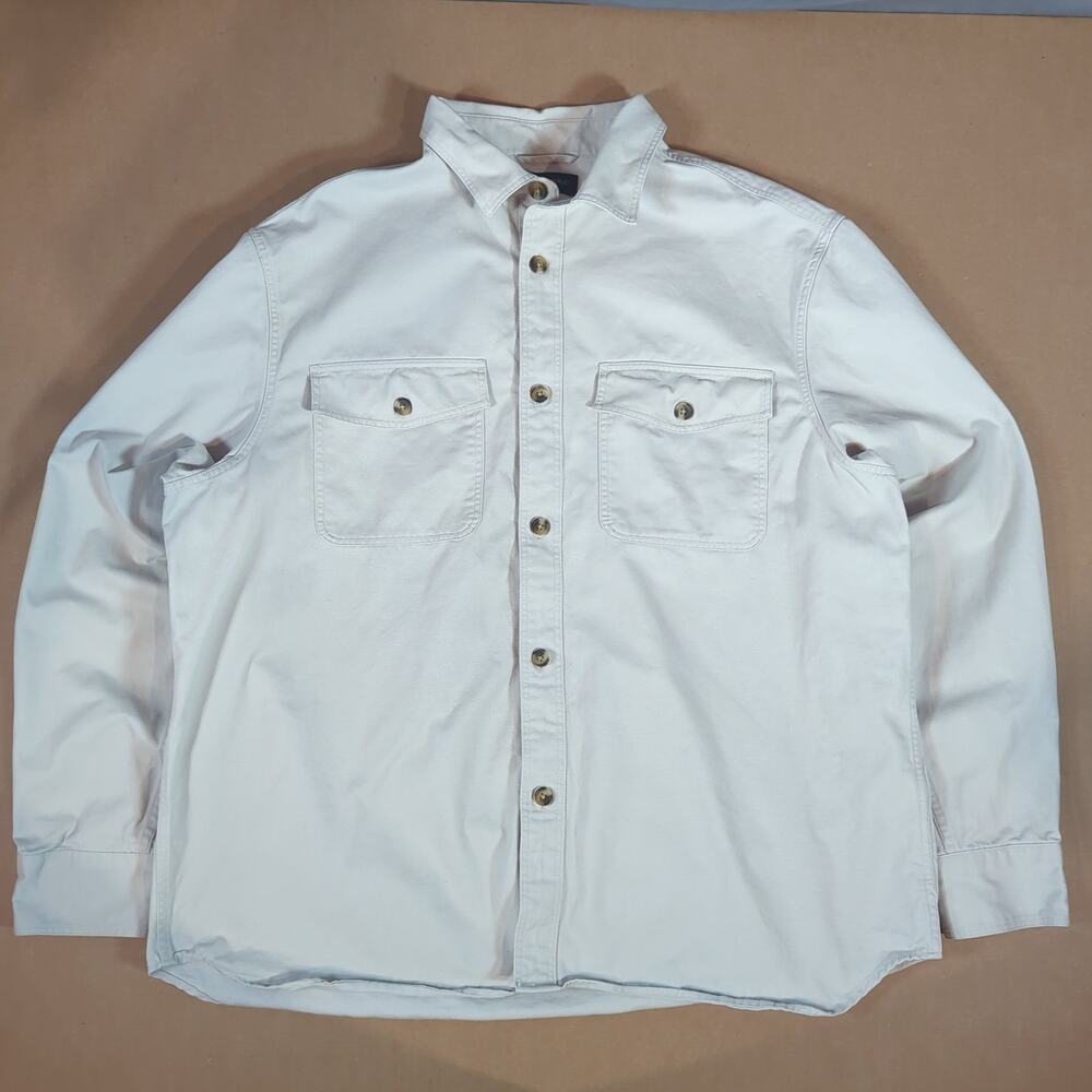 Banana Republic Mens XL White Cotton Utility Shirt 2 Pocket Long Sleeve